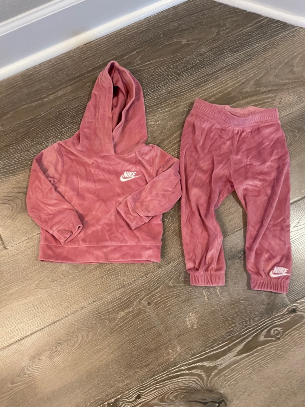 Nike Rose Pink Velour Hoodie & Joggers - Kids